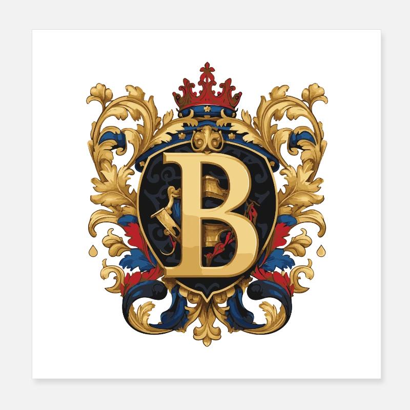 B Buchstabe Name Krone Poster 20x20 cm