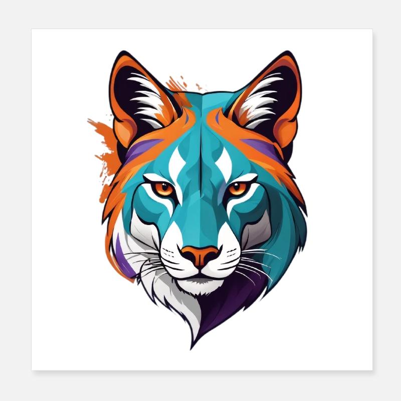 Prismatic tiger head illustration Poster 8" x 8" (20x20 cm)