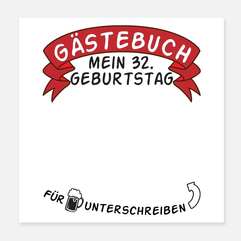 Gästebuch Mein 32. Geburtstag Geschenkidee Poster 20x20 cm