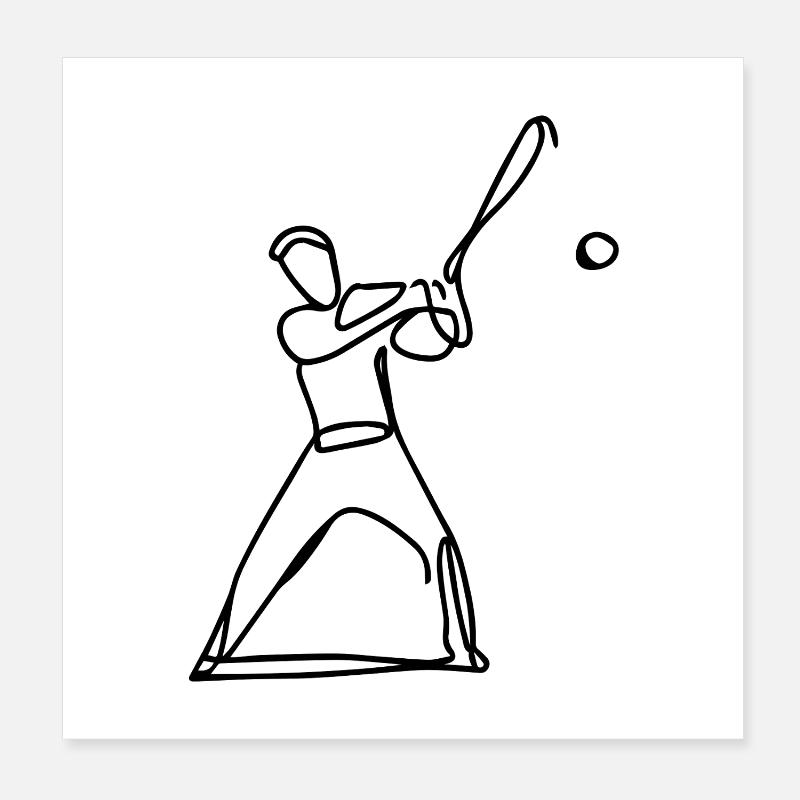 Baseball Player Drawing Poster 8" x 8" (20x20 cm)
