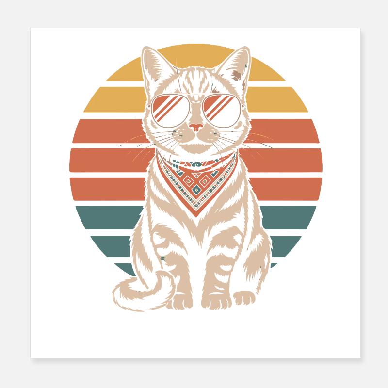 Chat coloré Poster 20 x 20 cm