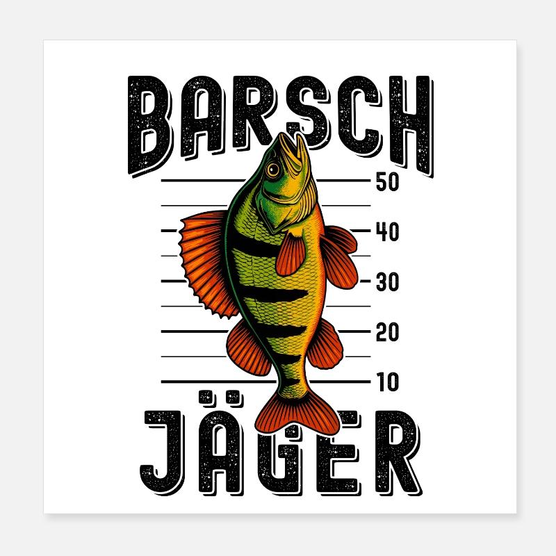 Chasseur de perches Pêcheur de perches Pêche à la perche Poster 20 x 20 cm