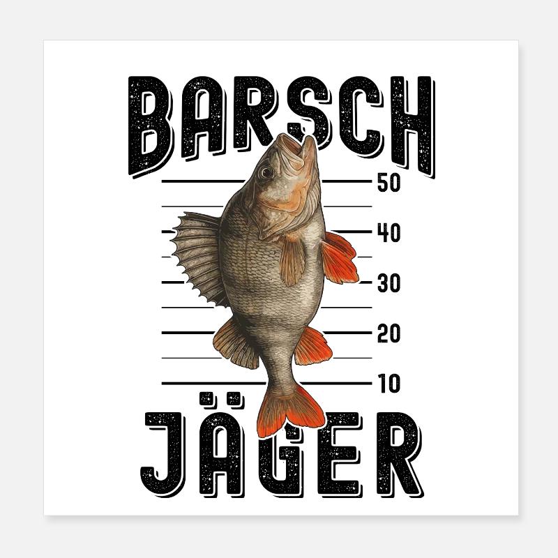 Perch hunter predator fishing perch fishing Poster 8" x 8" (20x20 cm)