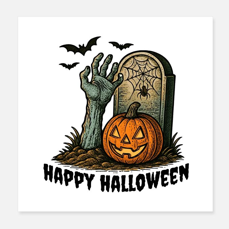 Zombie de la tombe - Conception d’horreur d’Halloween Poster 20 x 20 cm