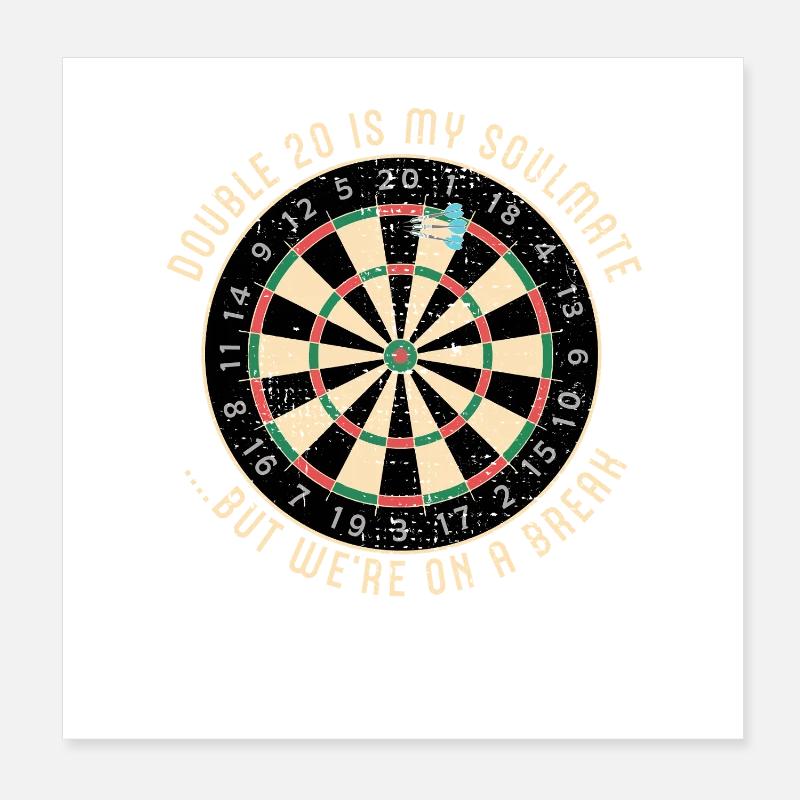 Double 20 Breakup Dartboard Poster 8" x 8" (20x20 cm)