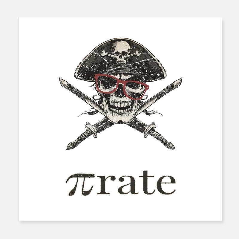 Pirate Skull Lunettes Sabre Poster 20 x 20 cm