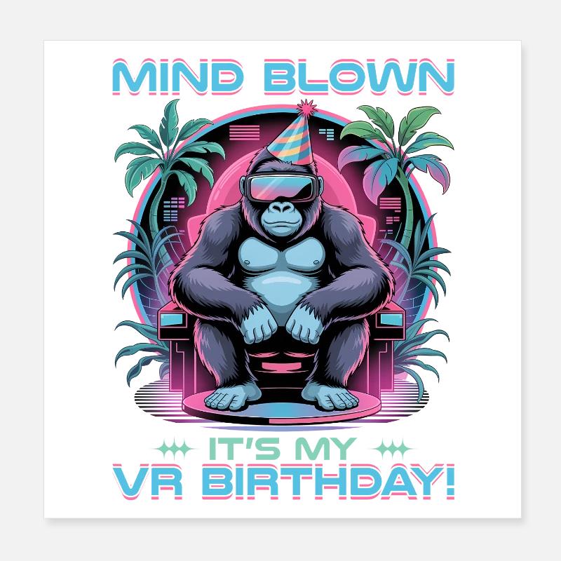 Birthday Gamer VR Poster 8" x 8" (20x20 cm)