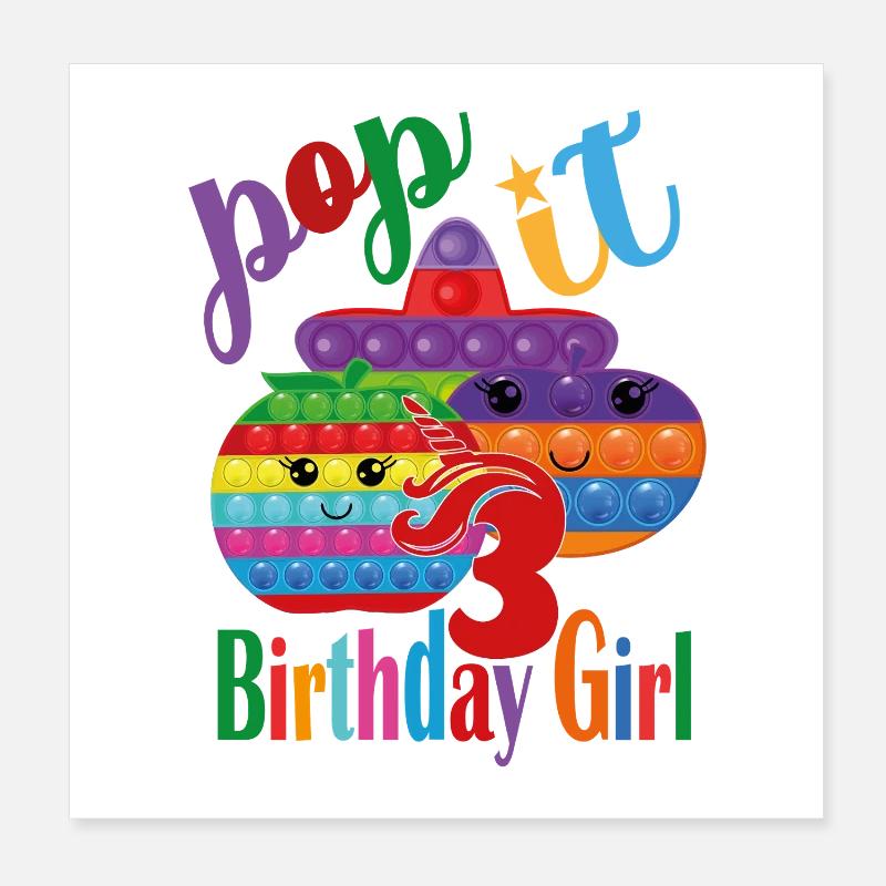 pop-it Fille d’anniversaire 3 Poster 20 x 20 cm