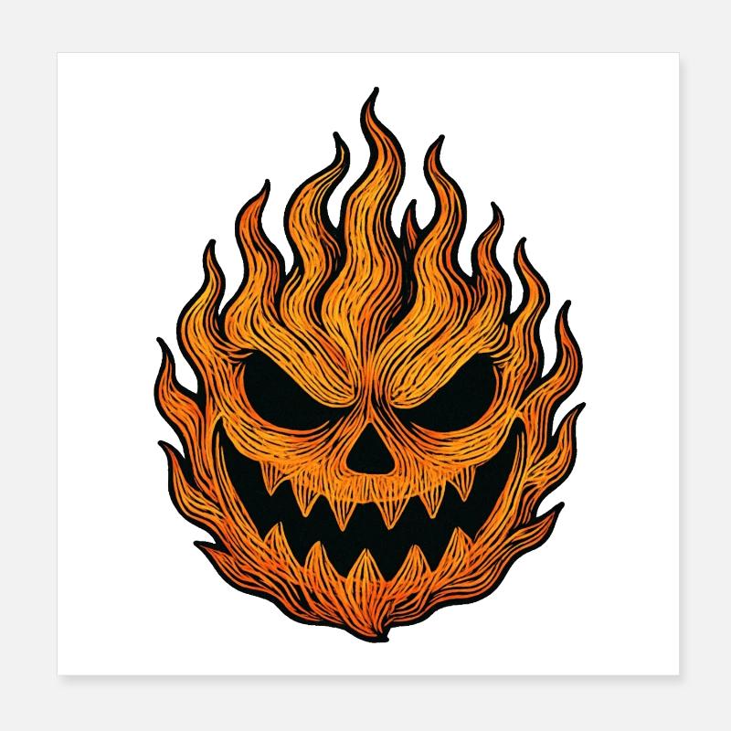 Halloween pumpkin flame design Poster 8" x 8" (20x20 cm)