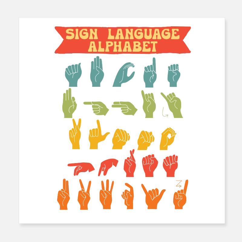 ASL Sign Language Alphabet Poster 8" x 8" (20x20 cm)