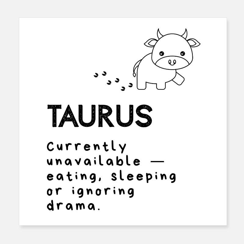 Dessin animé mignon du Taureau - Mode sieste activé Poster 20 x 20 cm