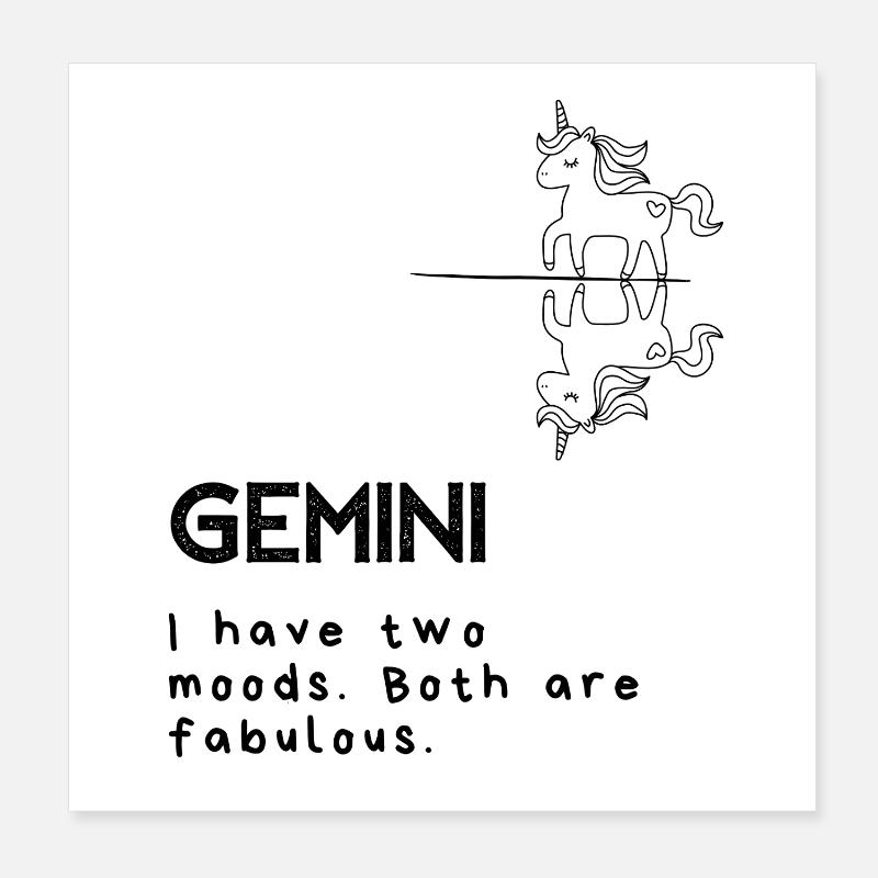 Funny Gemini Cartoon – Double Trouble Poster 8" x 8" (20x20 cm)