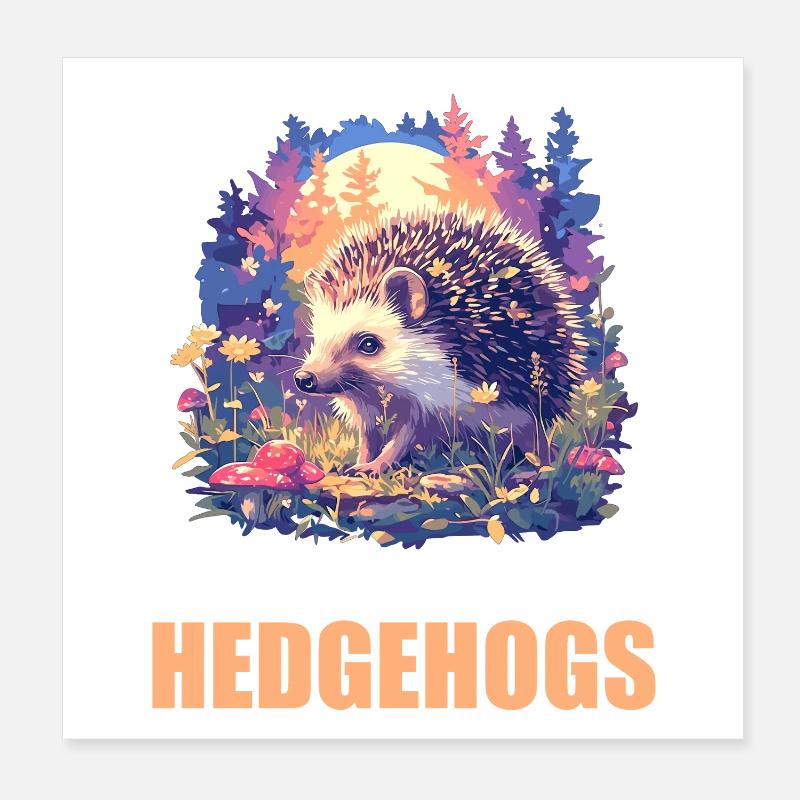 Hedgehog Poster 8" x 8" (20x20 cm)
