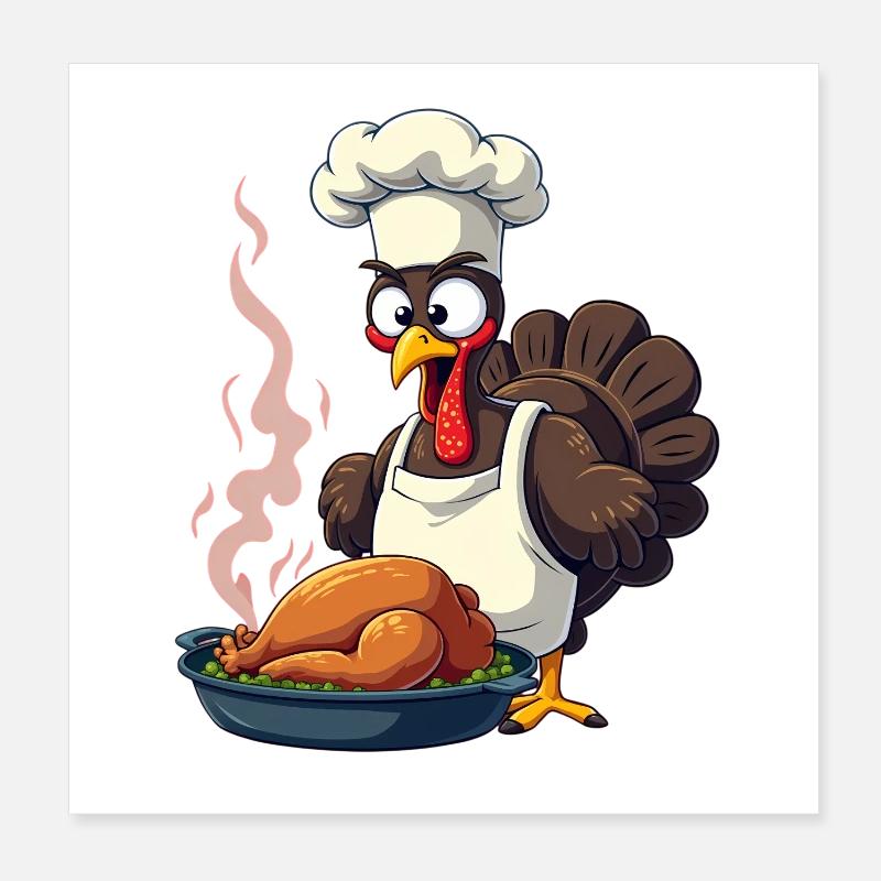 Cuisinier de dinde de Thanksgiving Poster 20 x 20 cm