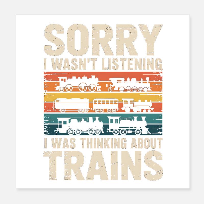 Train Retro Humor Motif Poster 8" x 8" (20x20 cm)