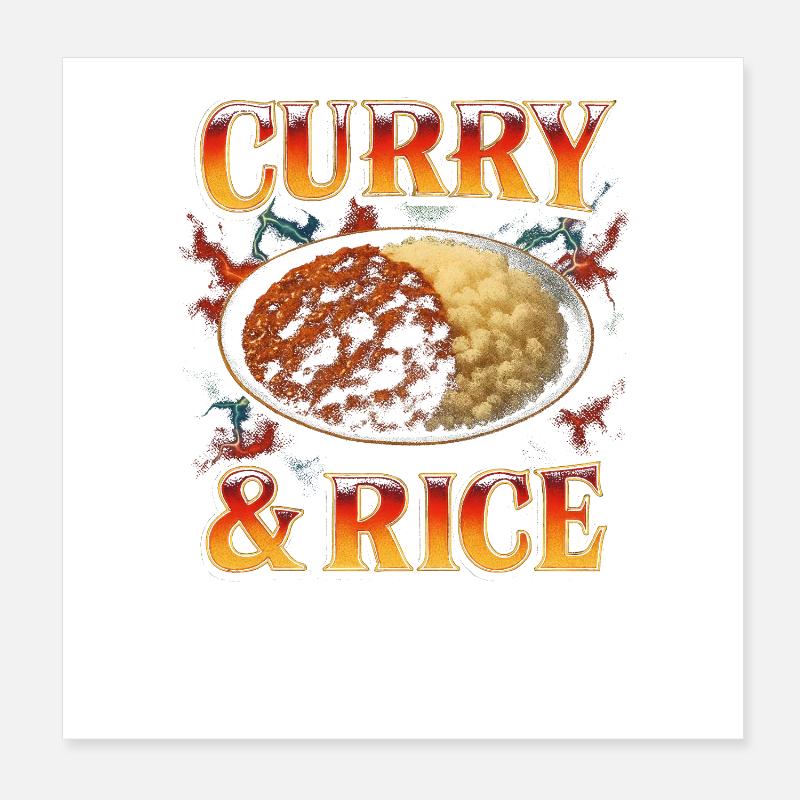Curry et riz Nourriture préférée Drôle Bizarre Années 90 Poster 20 x 20 cm