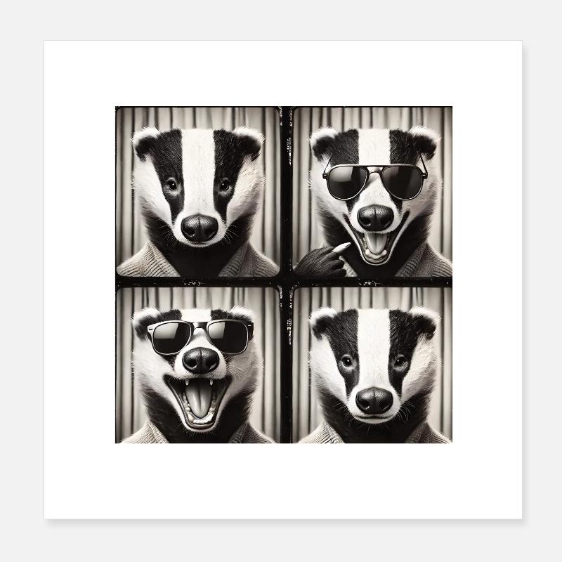 Badger Sonnenbrille Collage Poster 20x20 cm