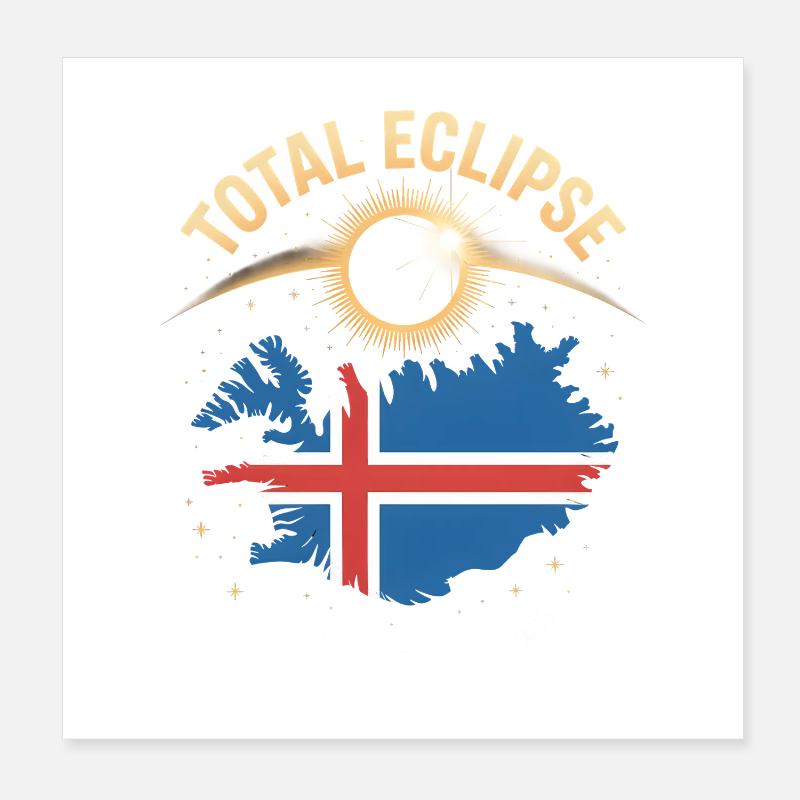 Total Solar Eclipse Iceland 2026 Poster 8" x 8" (20x20 cm)