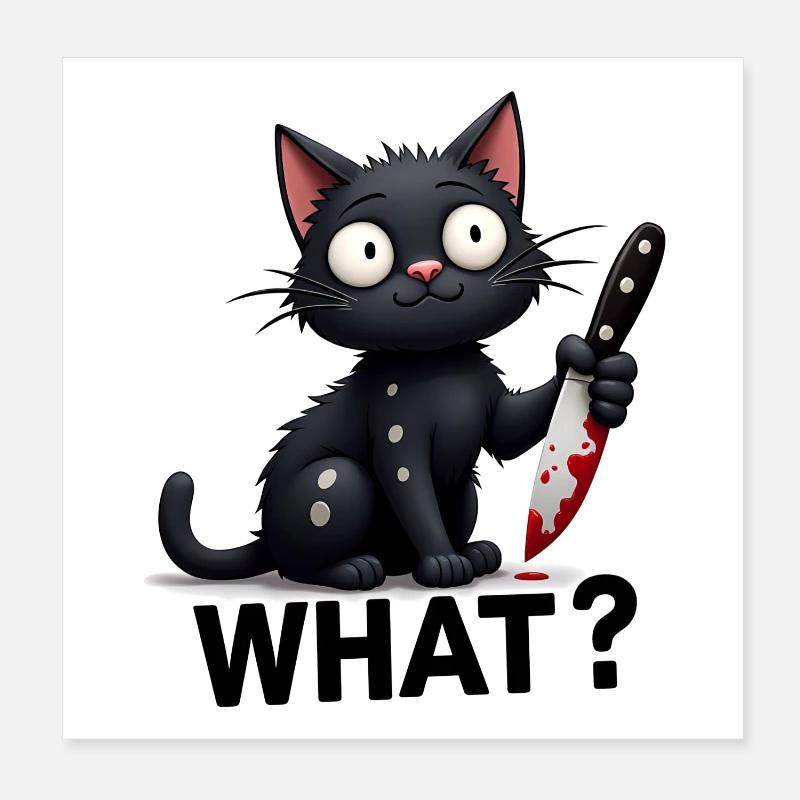 WHAT? Killer Cat Poster 8" x 8" (20x20 cm)