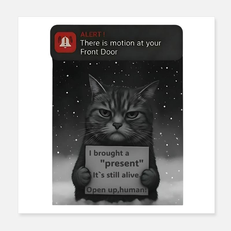 Cat a un message pour vous - Funny Cat Poster 20 x 20 cm