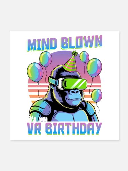 Birthday Gamer VR - Poster 20x20 cm - Weiß - Vorne