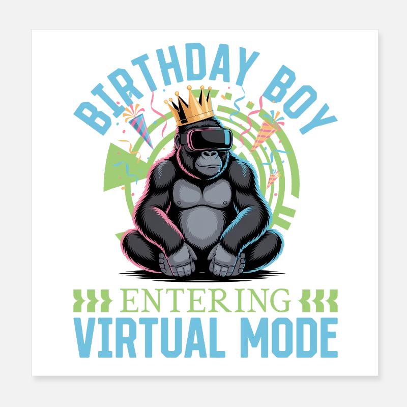 Birthday Gamer VR Poster 20x20 cm