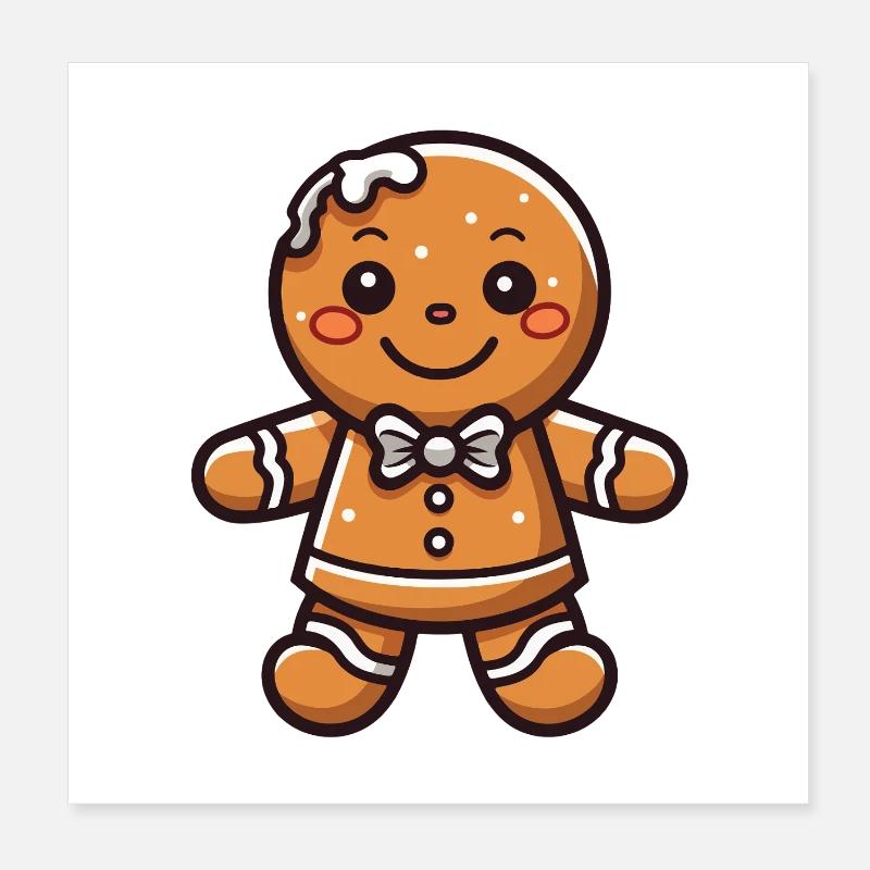 Christmas Gingerbread Baking Cookie Poster 8" x 8" (20x20 cm)