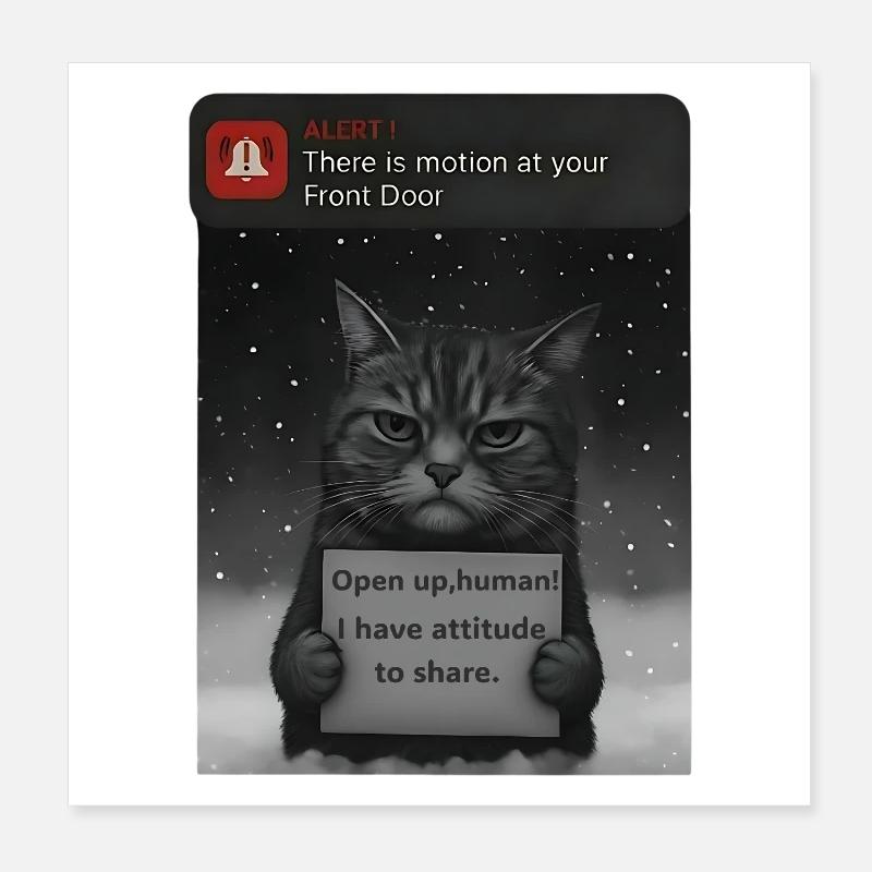 Cat a un message pour vous - Funnier Poster 20 x 20 cm