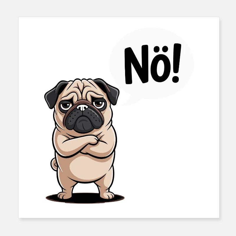 Nö Sprechender Mops Comic Lustig Poster 20x20 cm