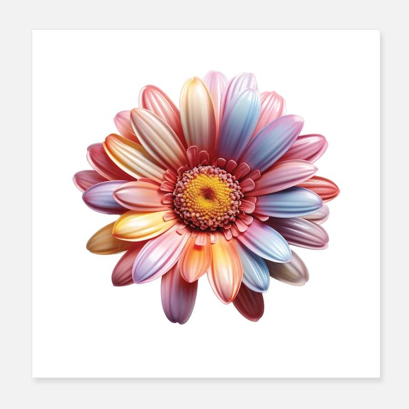 Rainbow Daisies – Colorful Flower Power Poster 8" x 8" (20x20 cm)