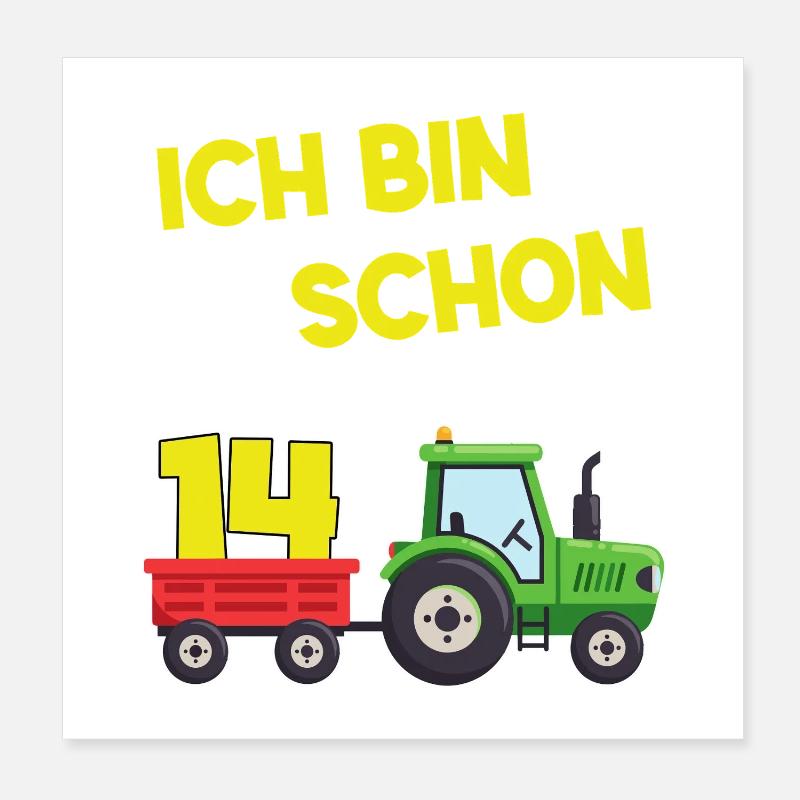 I'm already 14 tractor 14 years old Birthday Poster 8" x 8" (20x20 cm)