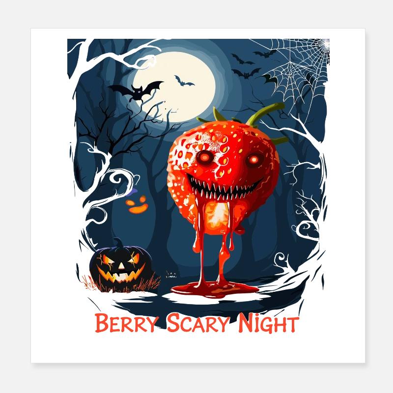 Halloween Zombie Erdbeere  Poster 20x20 cm