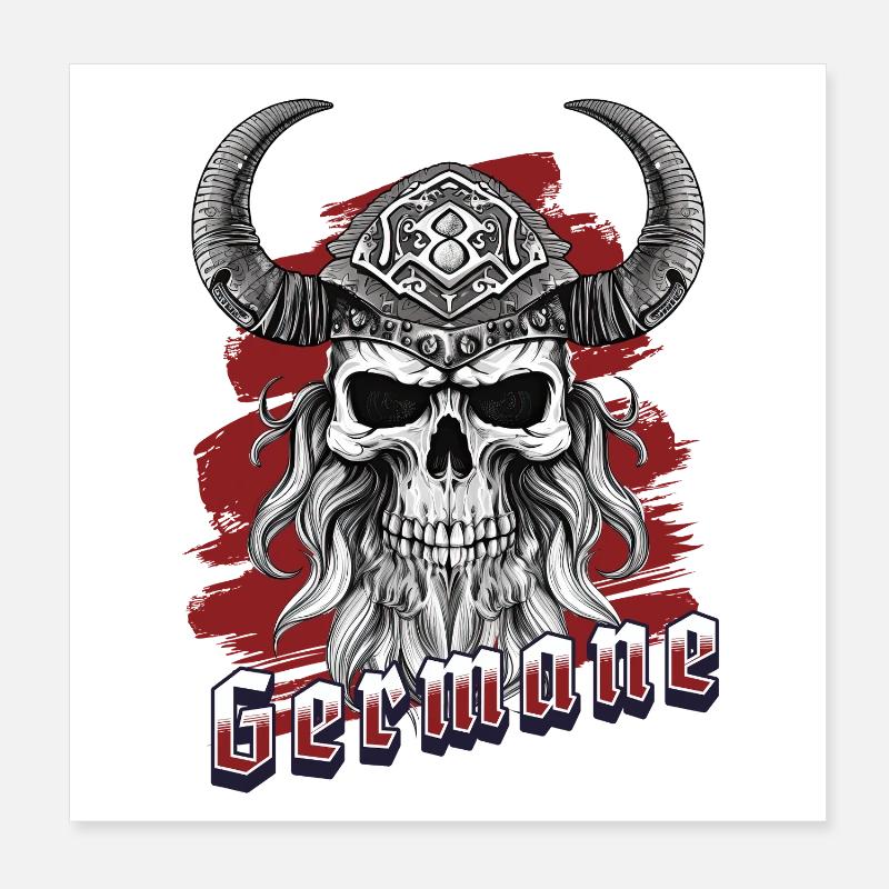 Viking Schädel Totenkopf Germane Poster 20x20 cm