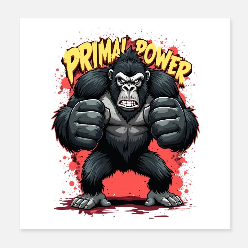 Imprimé Primal Power Gorila Poster 20 x 20 cm