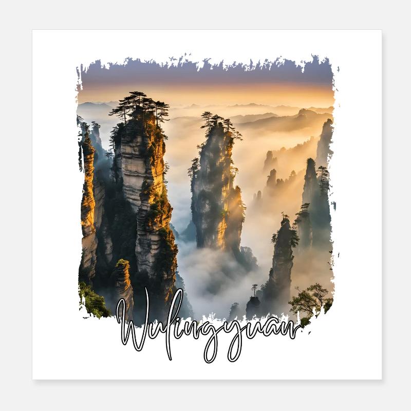 Wulingyuan Aquarell, Wulingyuan China Poster 20x20 cm