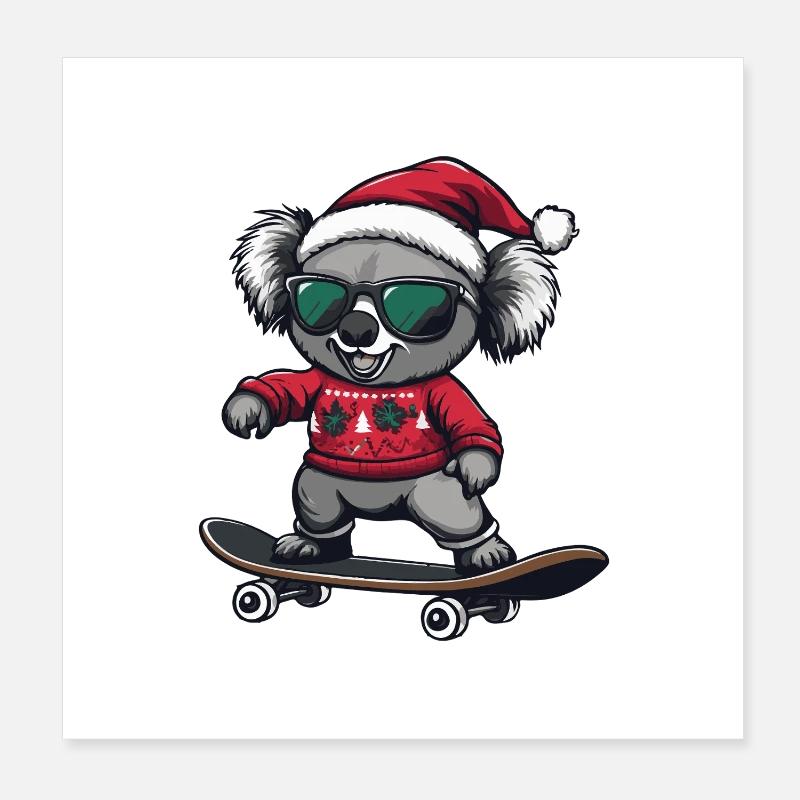 Koala Noël drôle Poster 20 x 20 cm