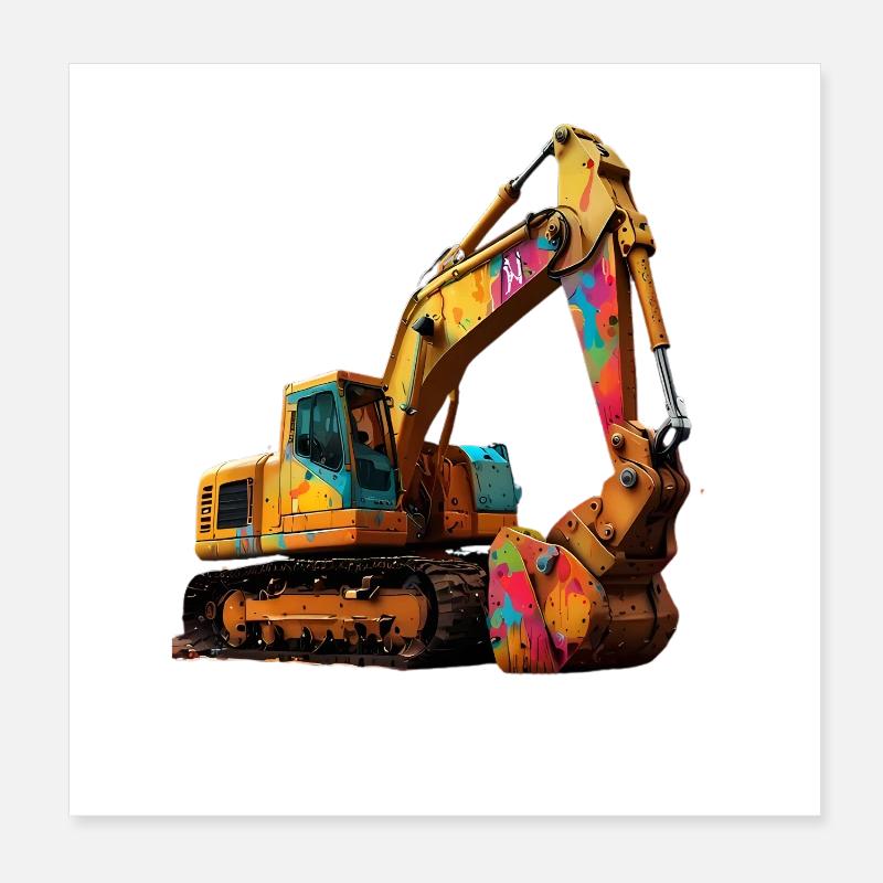 Color explosive excavator Poster 8" x 8" (20x20 cm)