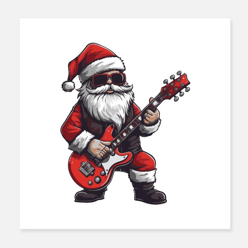 Weihnachtsmann Gitarre Santa Poster 20x20 cm