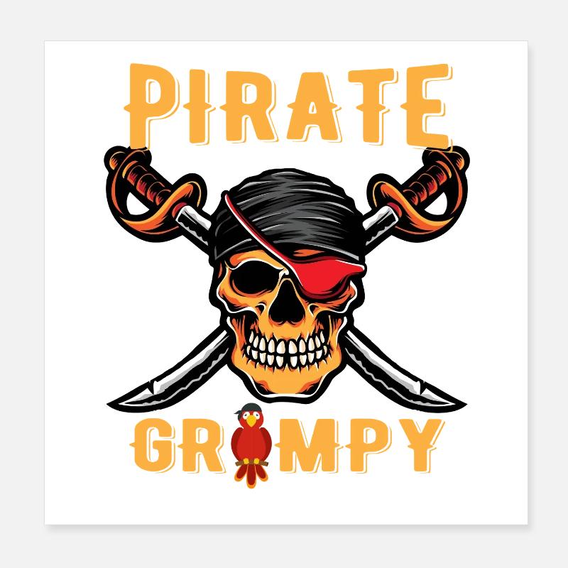 Pirate Grumpy Funny Halloween Costume Poster 20 x 20 cm