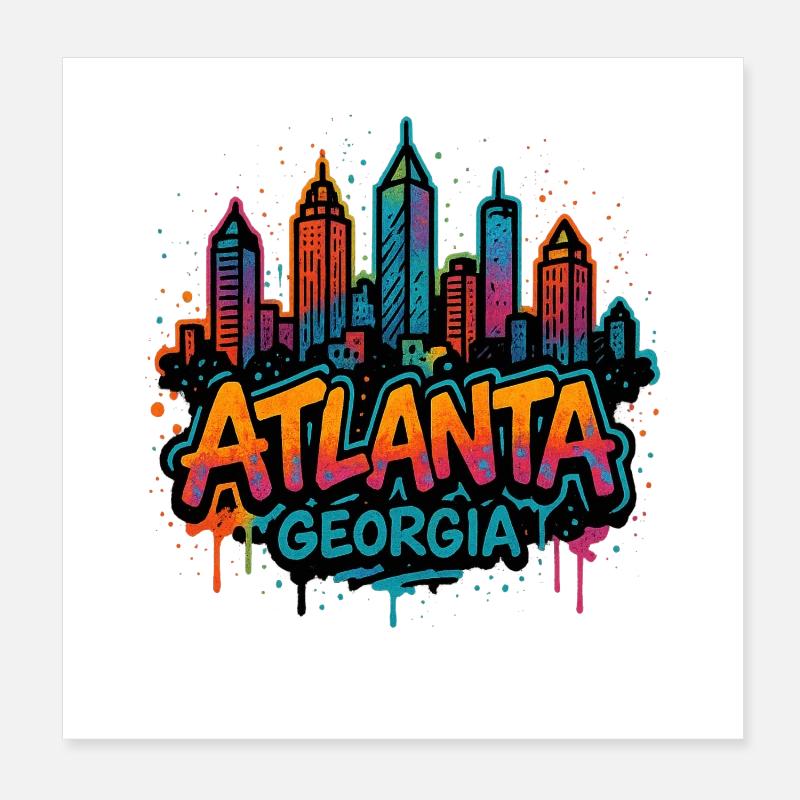 Graffiti sur la Skyline d’Atlanta Poster 20 x 20 cm