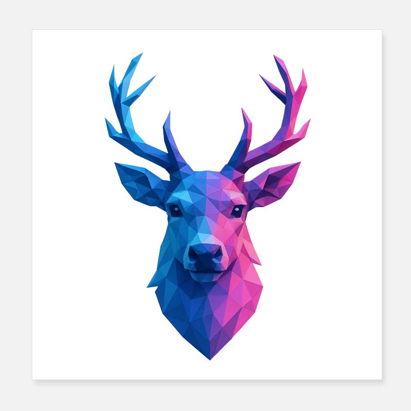 Weihnachten Rentier Low Poly Poster 20x20 cm