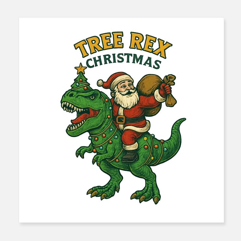 Noël - Tree Rex Christmas Poster 20 x 20 cm