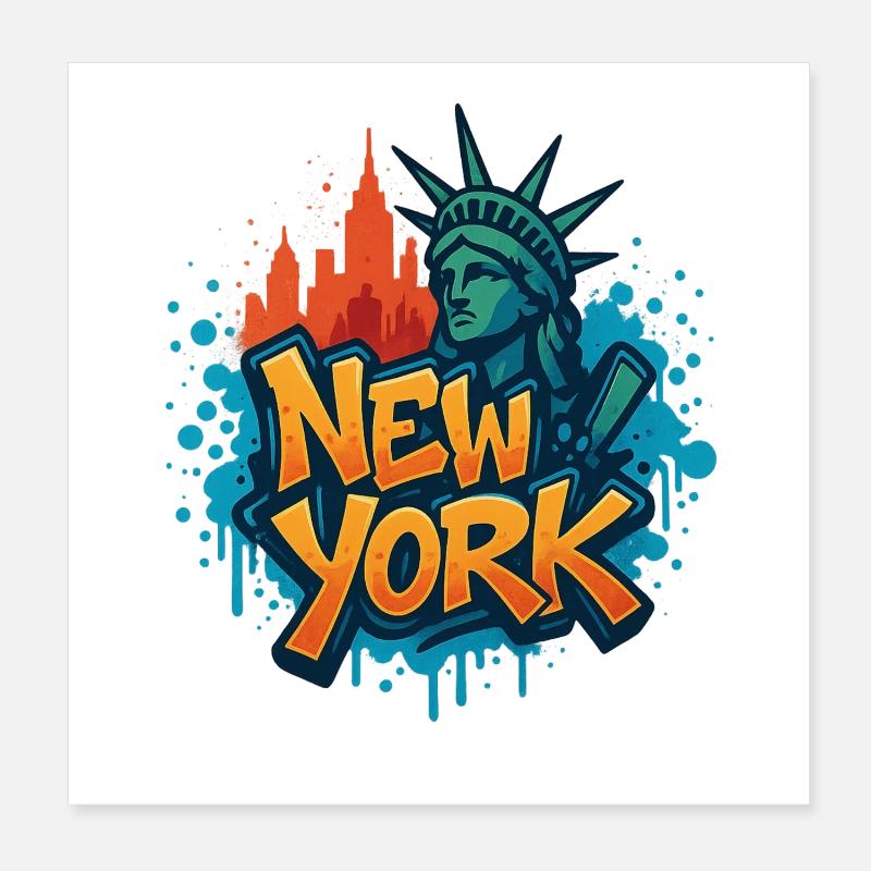 New York Graffiti Skyline Poster 20 x 20 cm