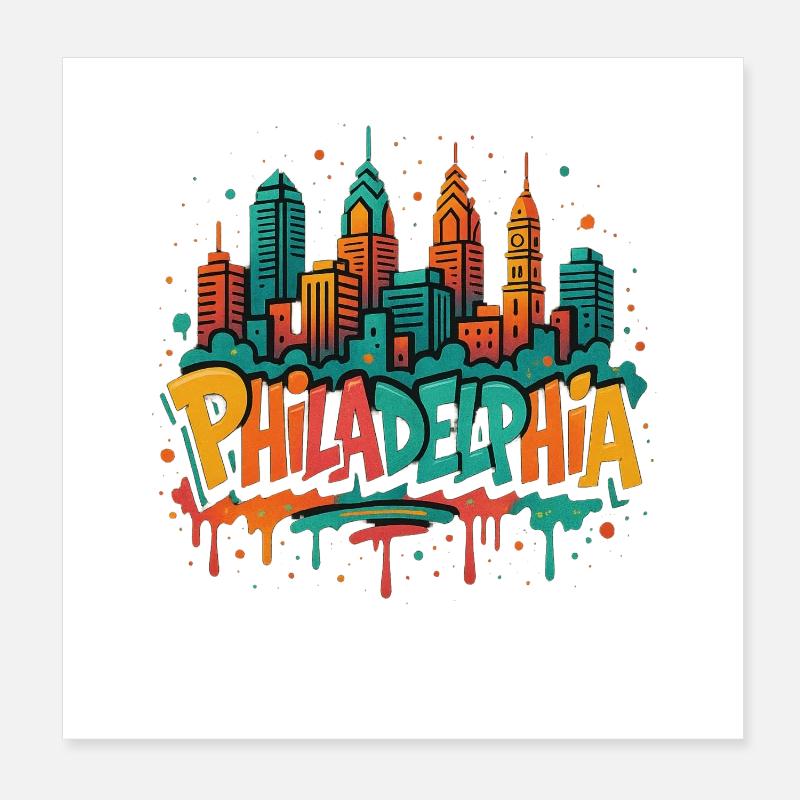 Silhouette du graffiti de Philadelphie Poster 20 x 20 cm