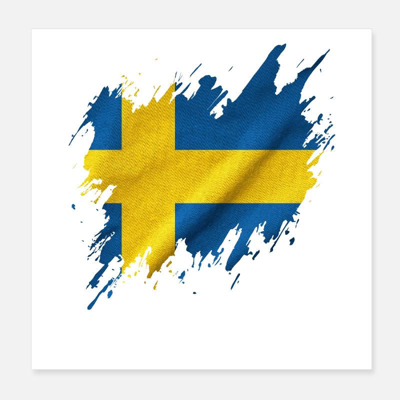 Drapeau de la Suède, style déchiré Poster 20 x 20 cm