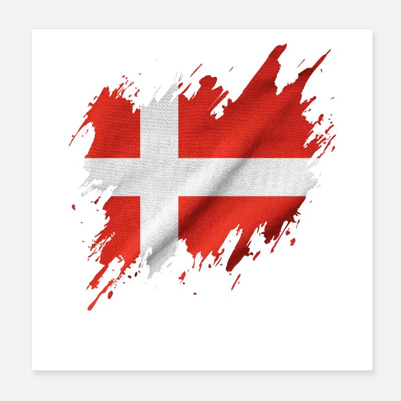 Drapeau du Danemark, style déchiré Poster 20 x 20 cm