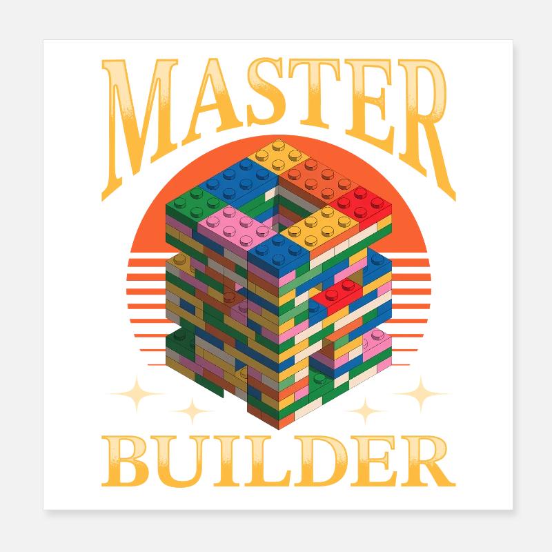 Building Blocks Kids Brick Builder Poster 20x20 cm