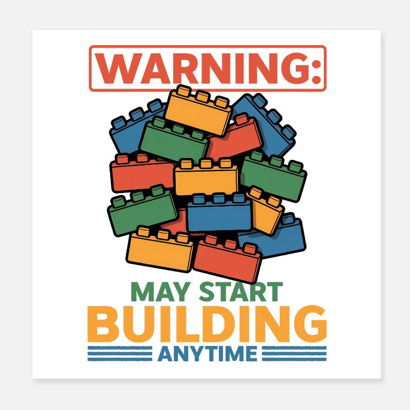 Building Blocks Kids Brick Builder Poster 8" x 8" (20x20 cm)