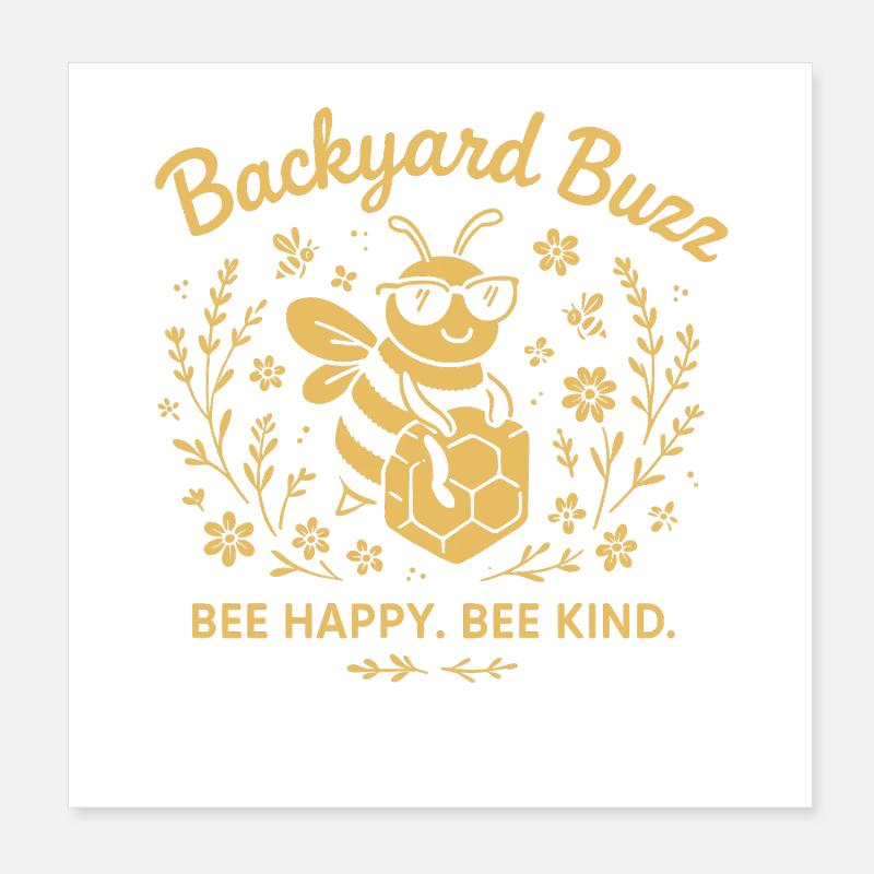 Backyard Buzz Bee Happy Bee Child Poster 8" x 8" (20x20 cm)