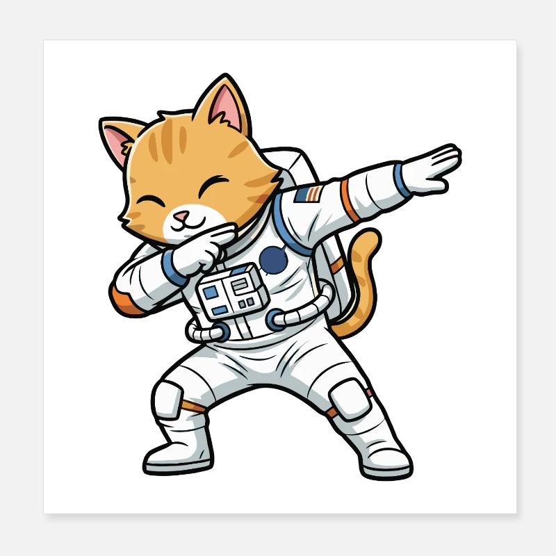 Astronaute Chats Dab Poster 20 x 20 cm